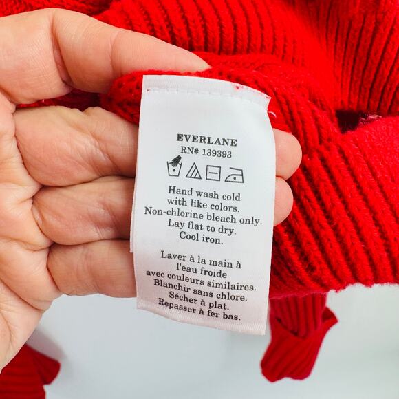 Everlane The Organic Cotton Crew Ribbed Sweater Red Long Sleeve Size Small - Picture 6 of 8